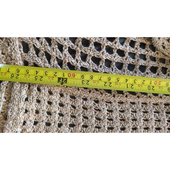 Lucky Brand Open Knit Crochet Style Cardigan Tan XS, Y2K Grunge Whimsy, Flowy - Picture 7 of 7